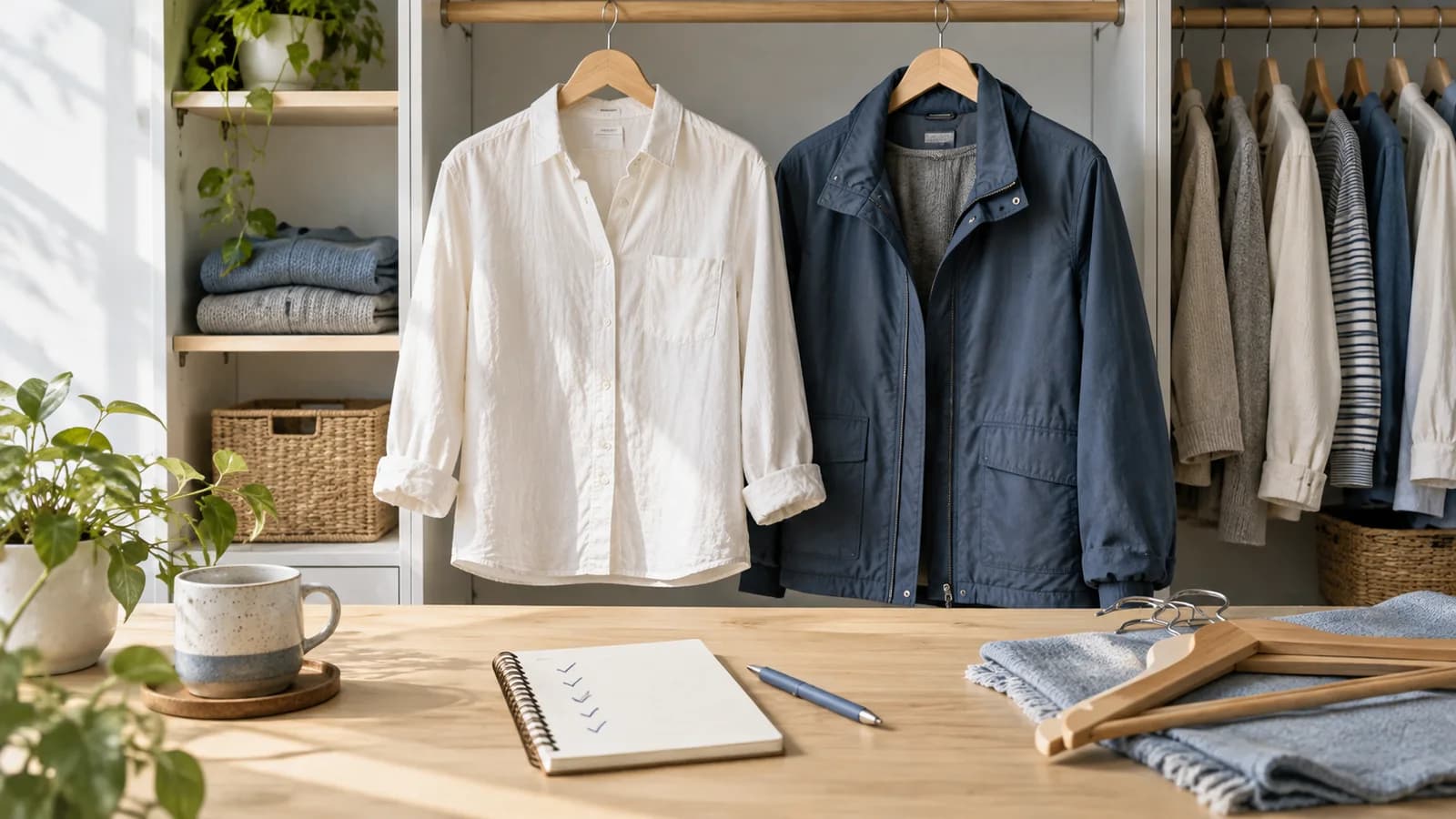 Original TopicWeek illustration of two unbranded garments beside a notebook with check marks, suggesting a comparison of purchase price and actual use.